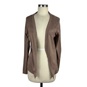 LETY & ME Brown Pointelle Open Front Cardigan Sweater Stitch‎ Fix Women's Size M